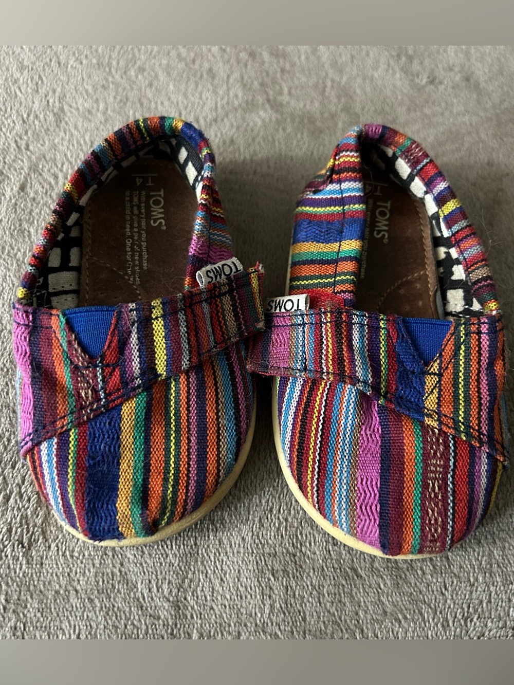 Toms Kids Multicolor Striped Slip-On Shoes Toddler Size 4